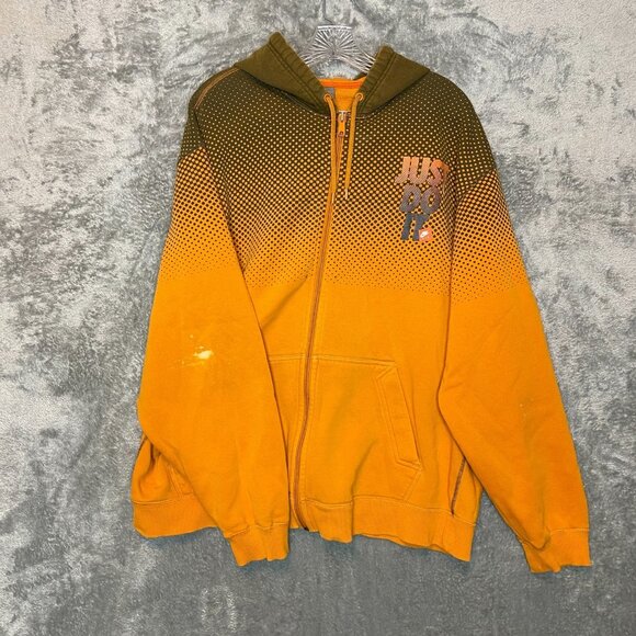 Nike Men Y2K Older Brother Just Do It Full Zip Fleece Hooded Orange Jacket XL - Picture 3 of 16